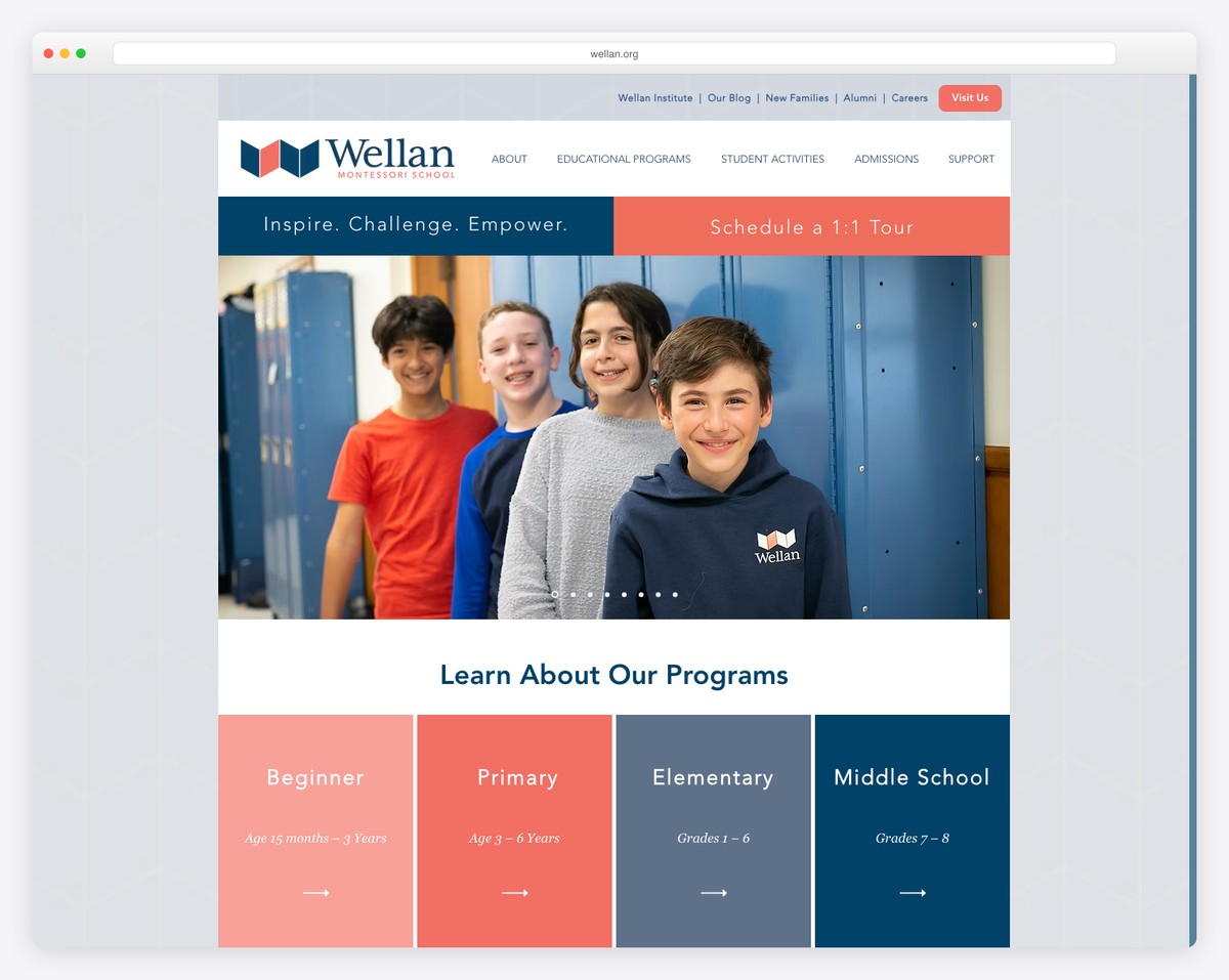 wellan montessori school website example