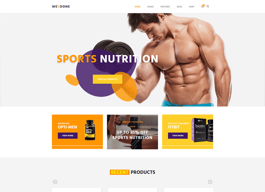 Welldone | Sports & Fitness Nutrition and Supplements Store WordPress Theme