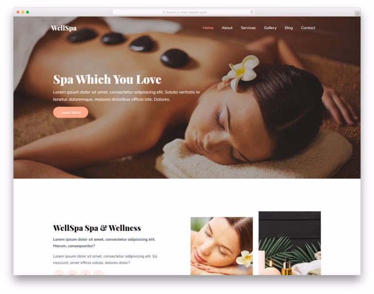 WellSpa website template screenshot