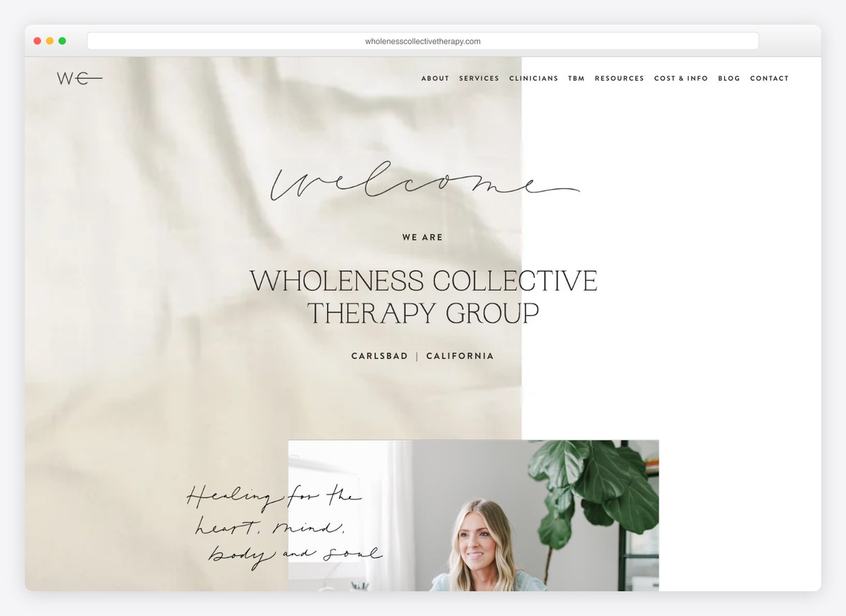 Wholeness Collective Therapy Group therapist website homepage