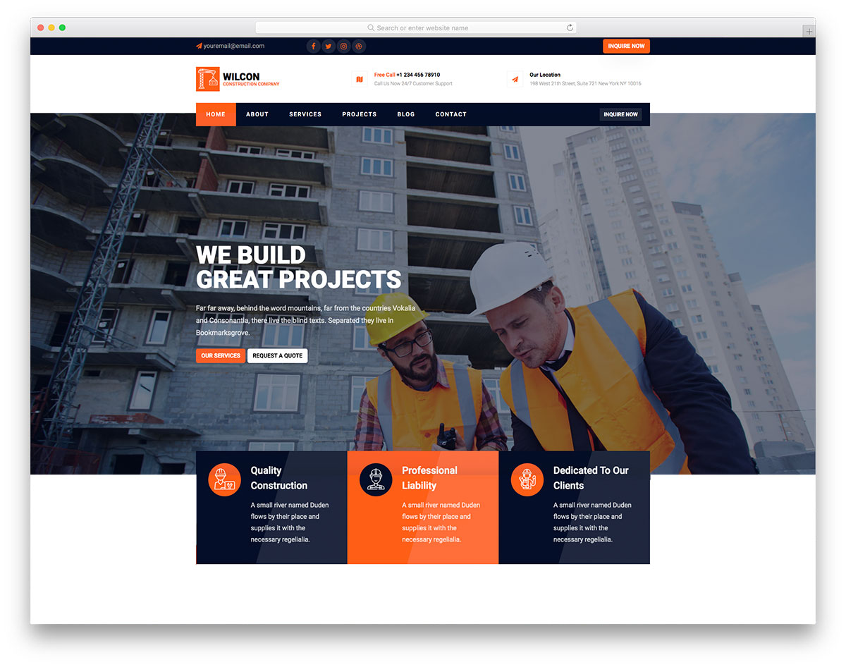 30 Best Free Construction Website Templates 2020 Colorlib