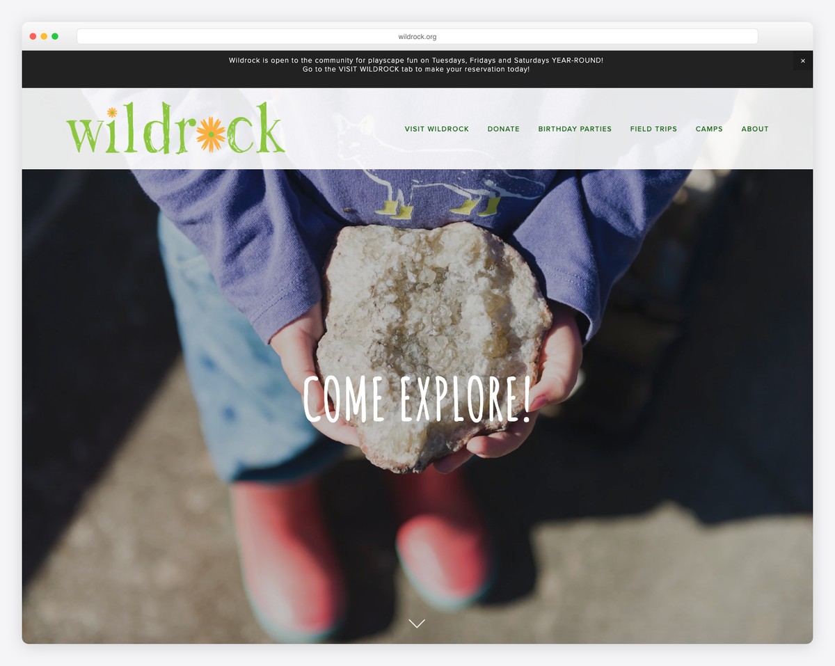 wildrock nature play website example