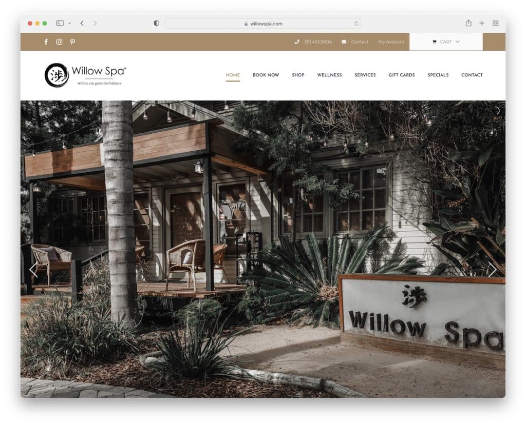 willow spa website
