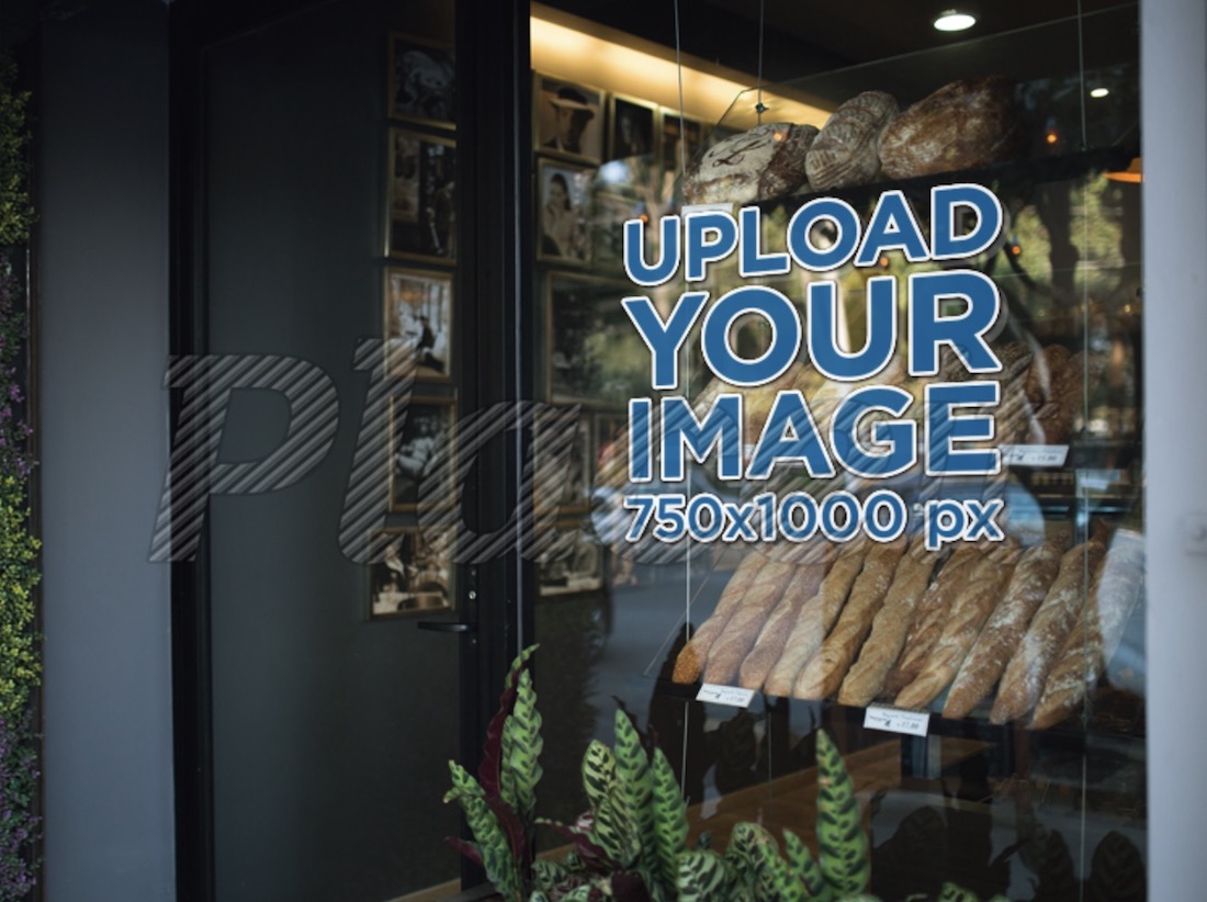 window decal on a bakery store mockup