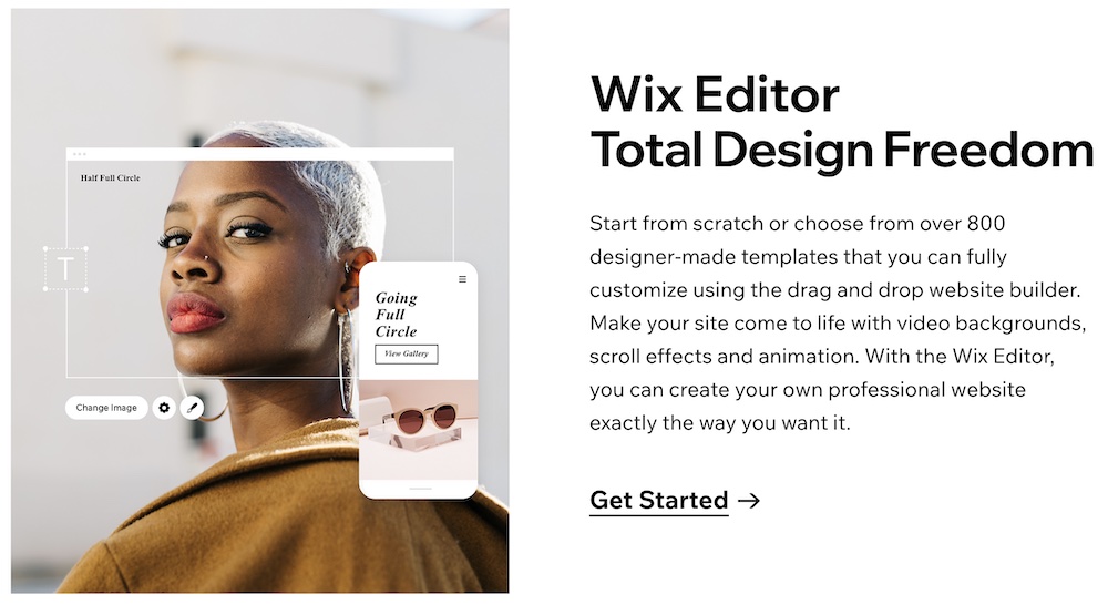 Wix editor example with ready-made templates
