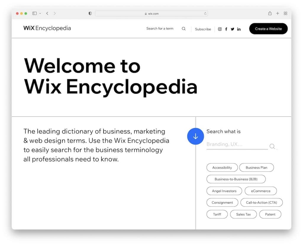 wix encyclopedia informational website