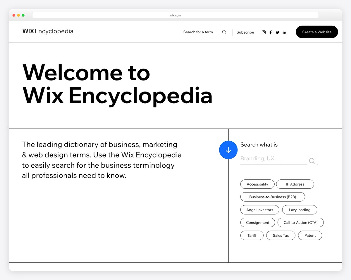 wix encyclopedia informational website