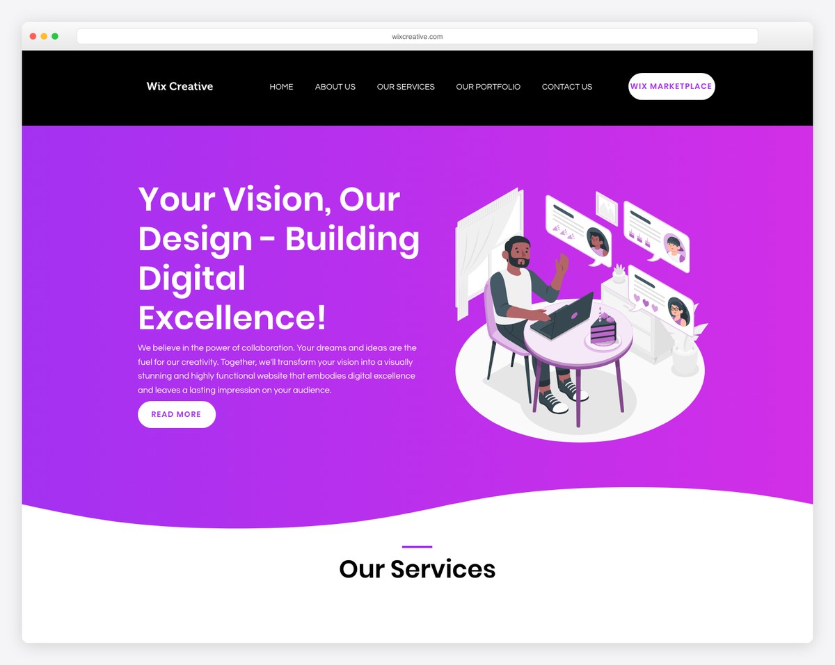wix creative website example