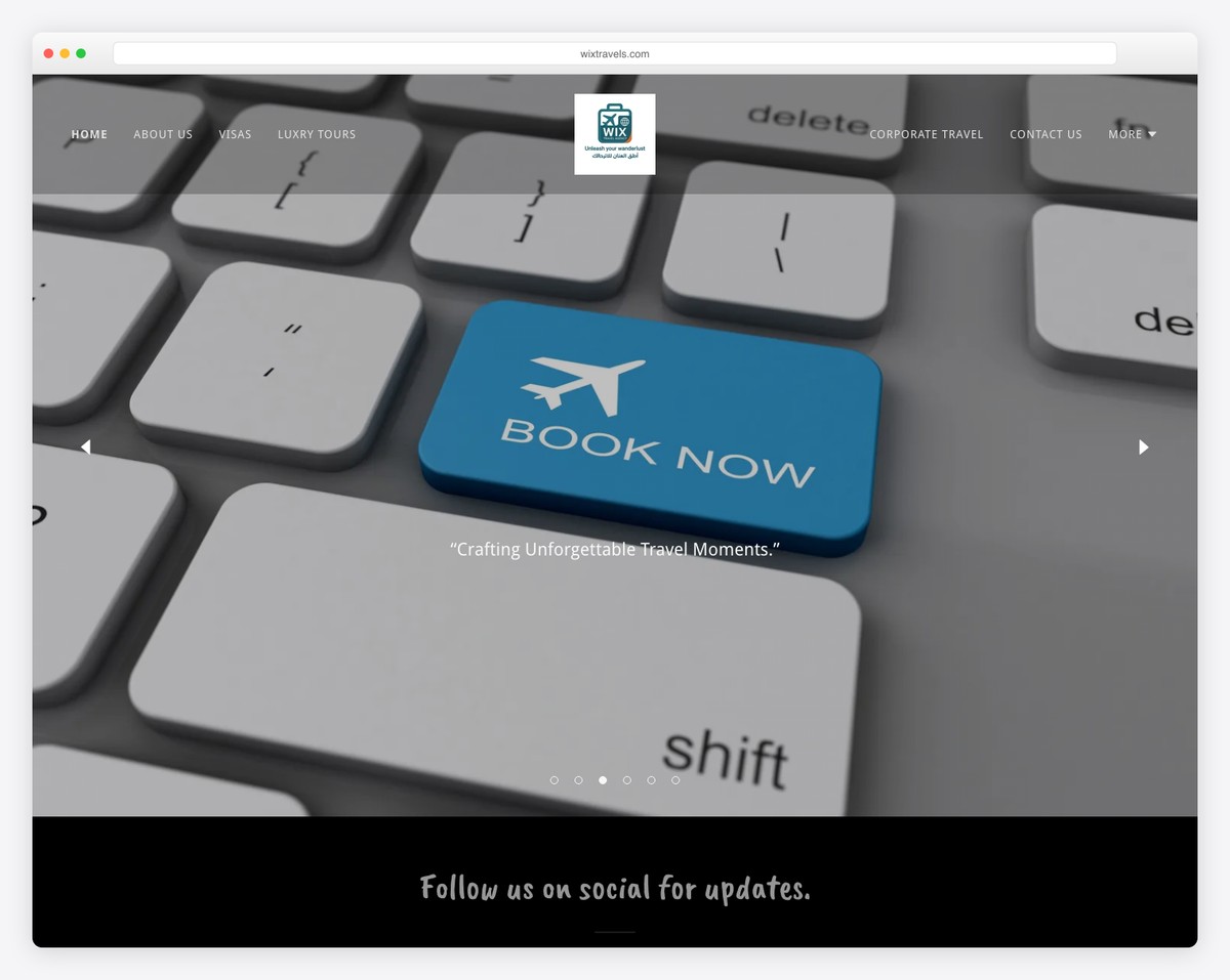 wix travels website example