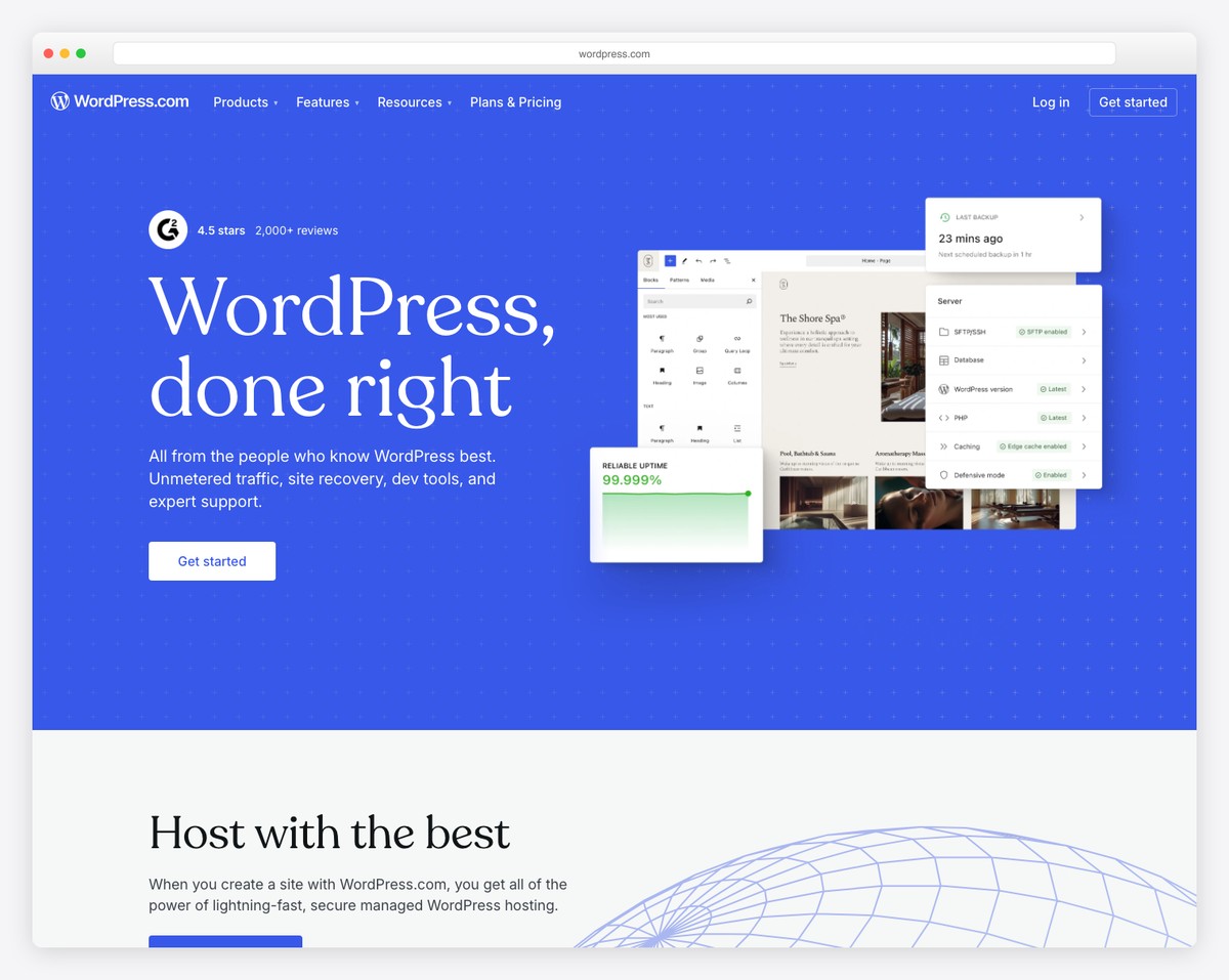 WordPress.com blog editor with Gutenberg blocks and content scheduling