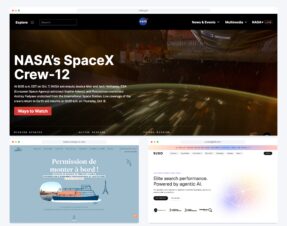 WordPress website examples featuring NASA, BateauMonParis and SUSO in browser previews