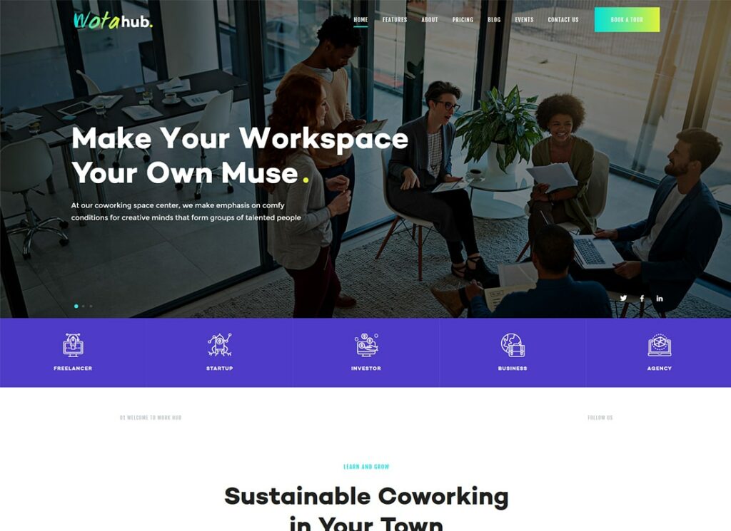 WotaHub | Coworking Space WordPress Theme