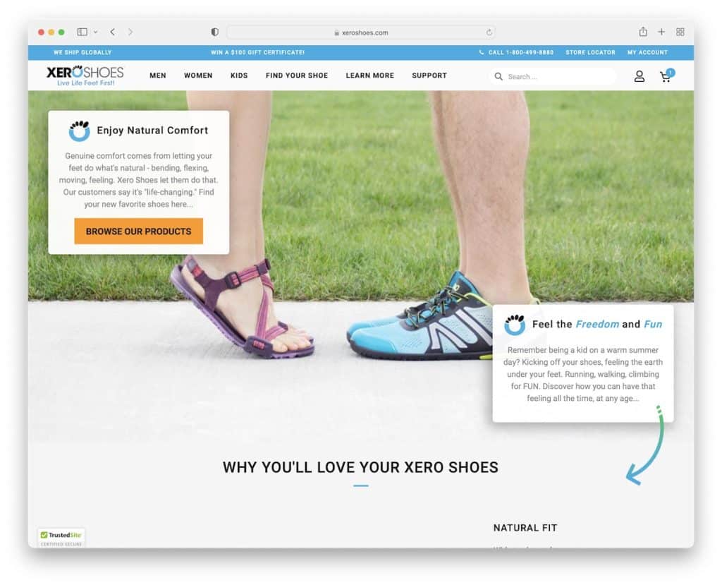 xero shoe website example