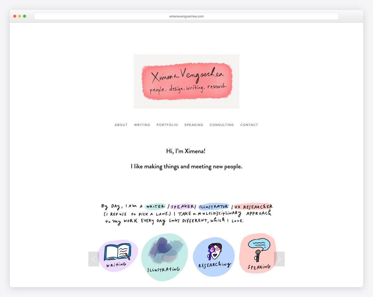 ximena vengoechea Speaker and UX Researcher resume website