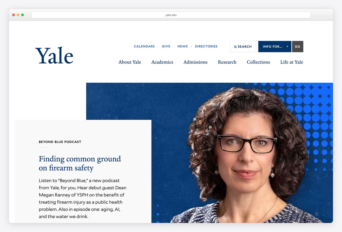 Yale University homepage design