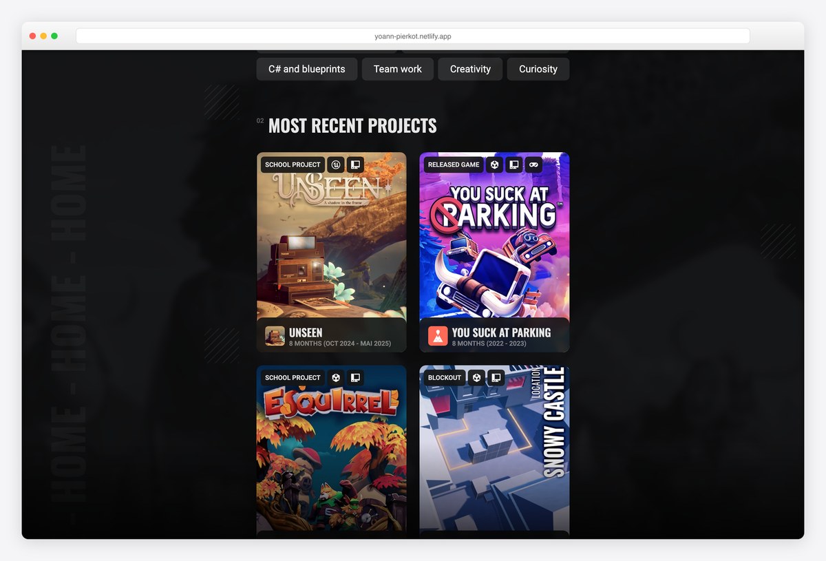 Yoann Pierkot level designer portfolio website