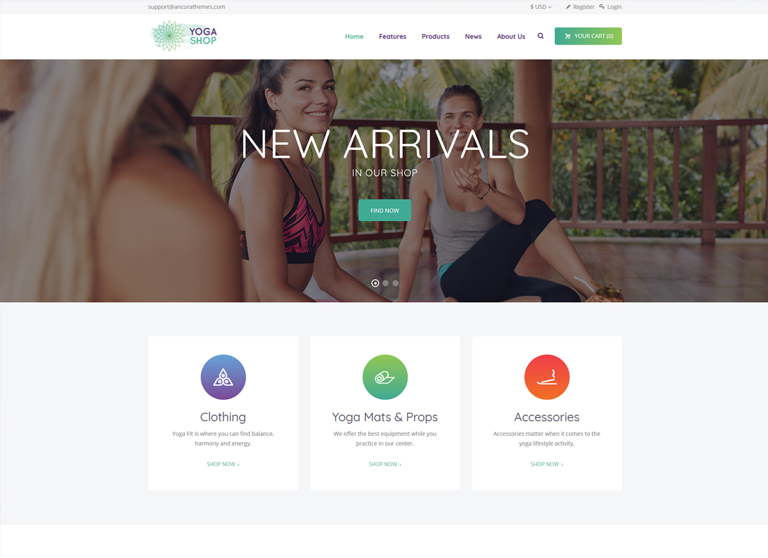Yoga Shop | A Modern Sport Clothing & Equipment Shop WordPress Theme