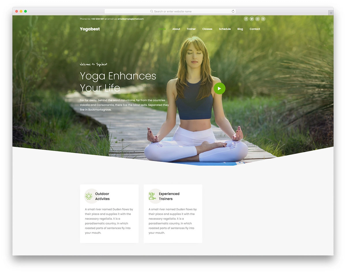 Mẫu website phòng tập Yogabest