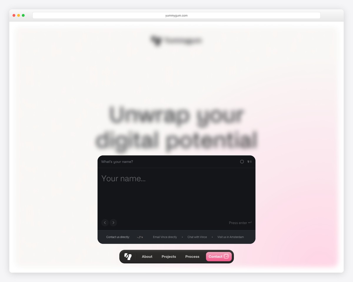 yummygum contact us page example