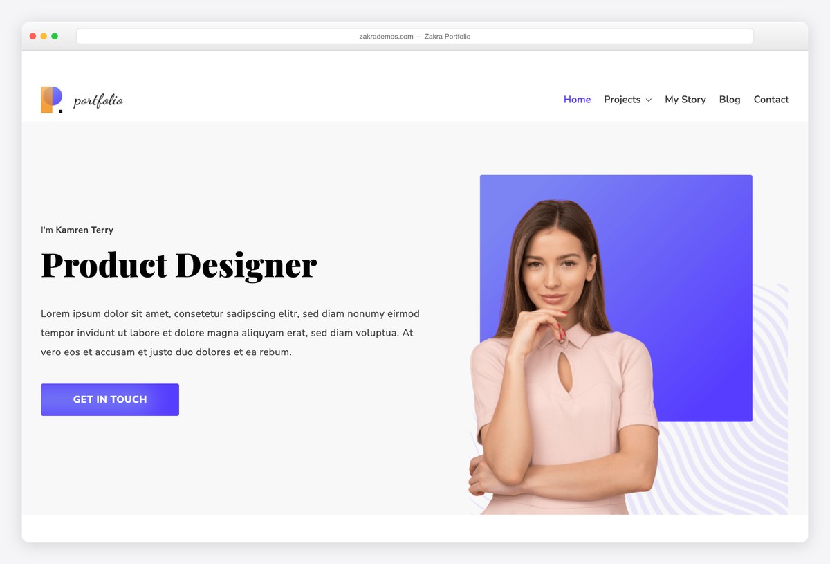Zakra Portfolio free starter site