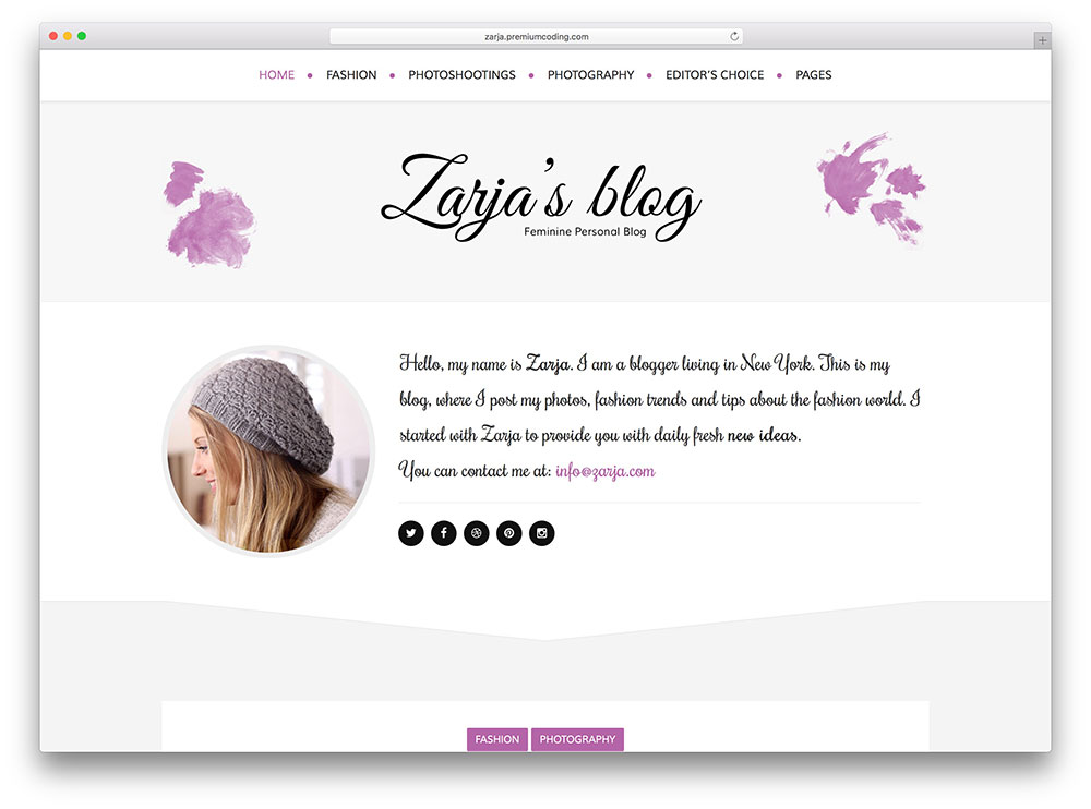 zarja - girly blog theme