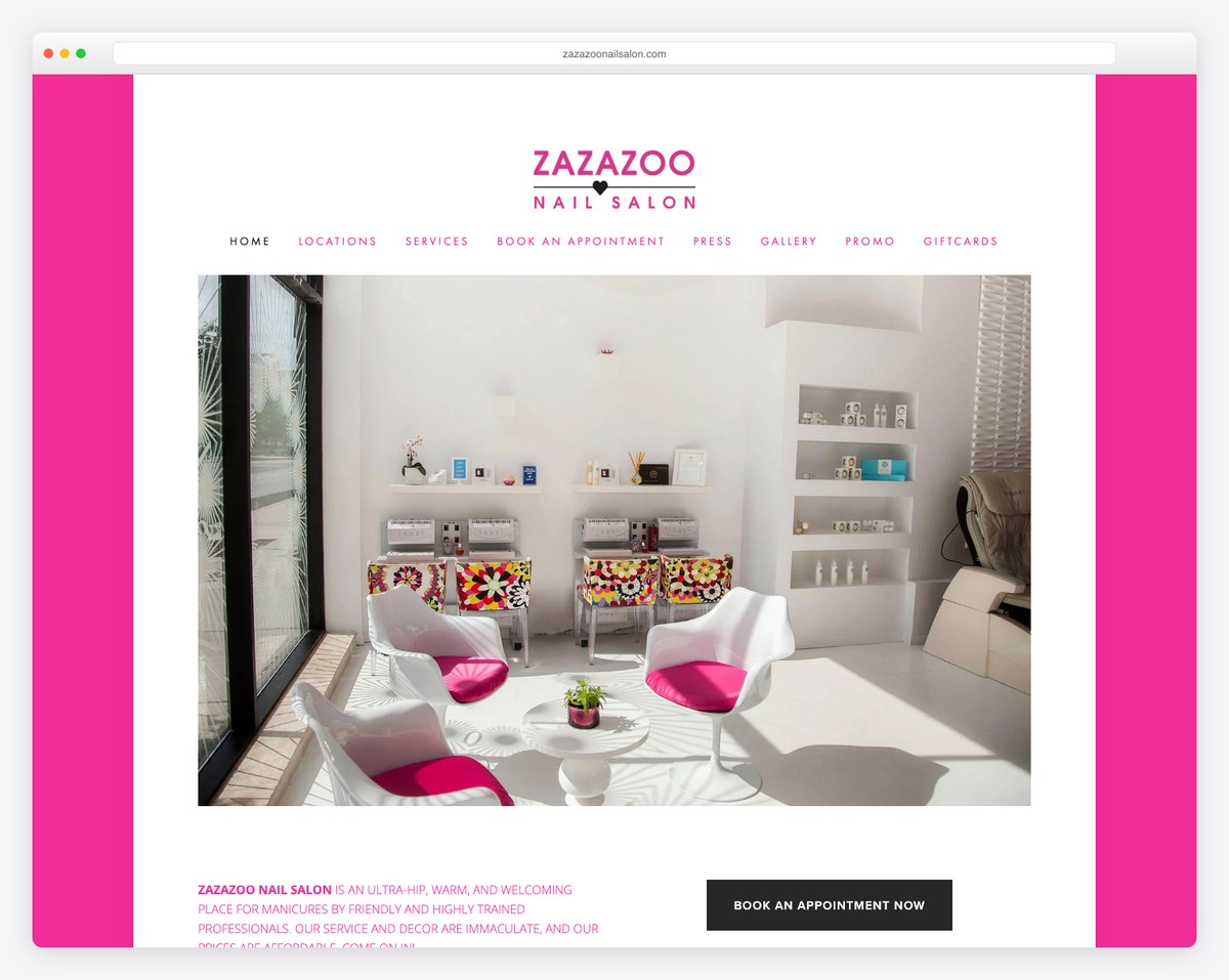 zazazoo nail salon website example