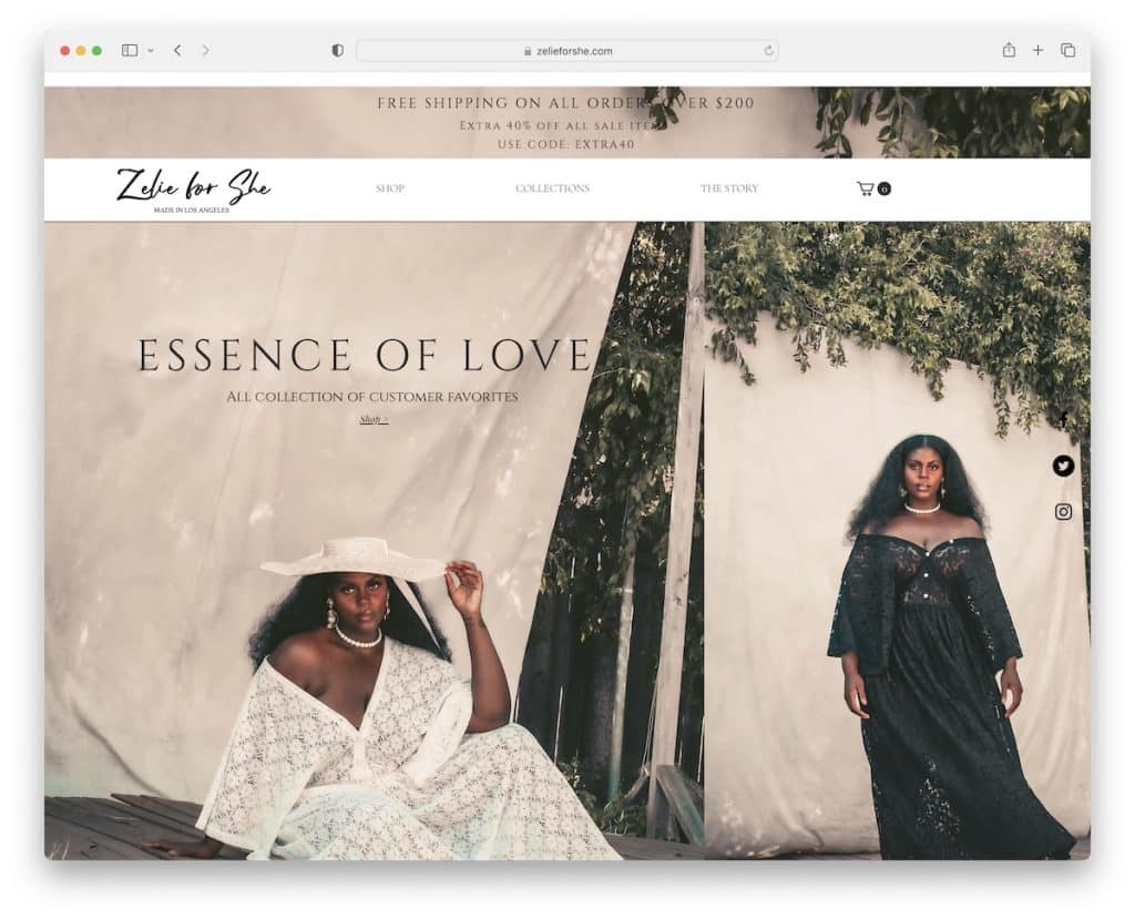zelie for she wix store example