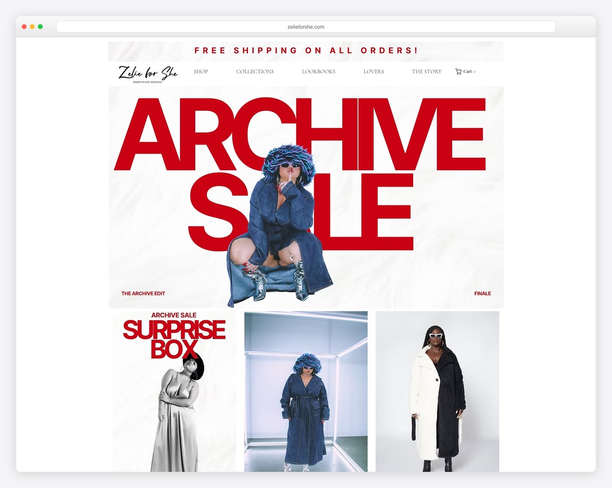 zelie for she wix store example