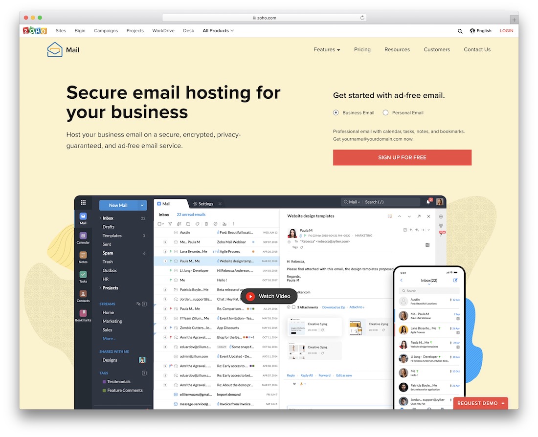 zoho mail email platform for business